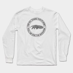 Anteater - We All Share This Planet - animal design on white Long Sleeve T-Shirt